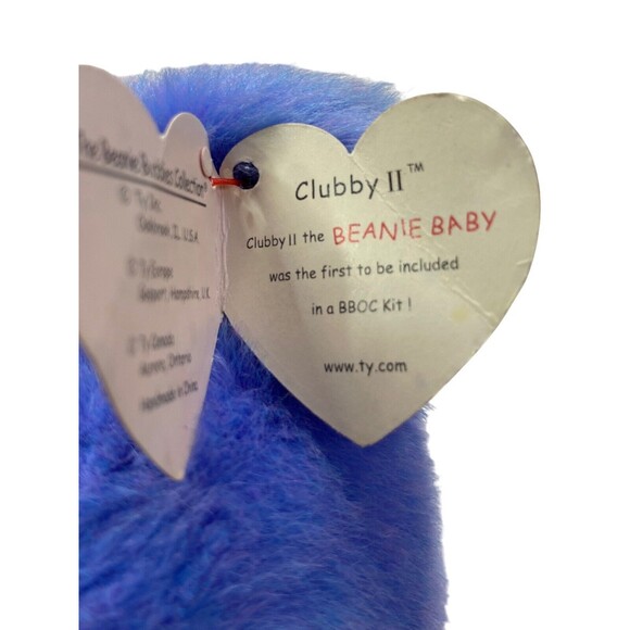 Ty Beanie Buddies "Clubby IV" Blue Teddy Bear Plush Official Club Large 14" - Picture 8 of 15